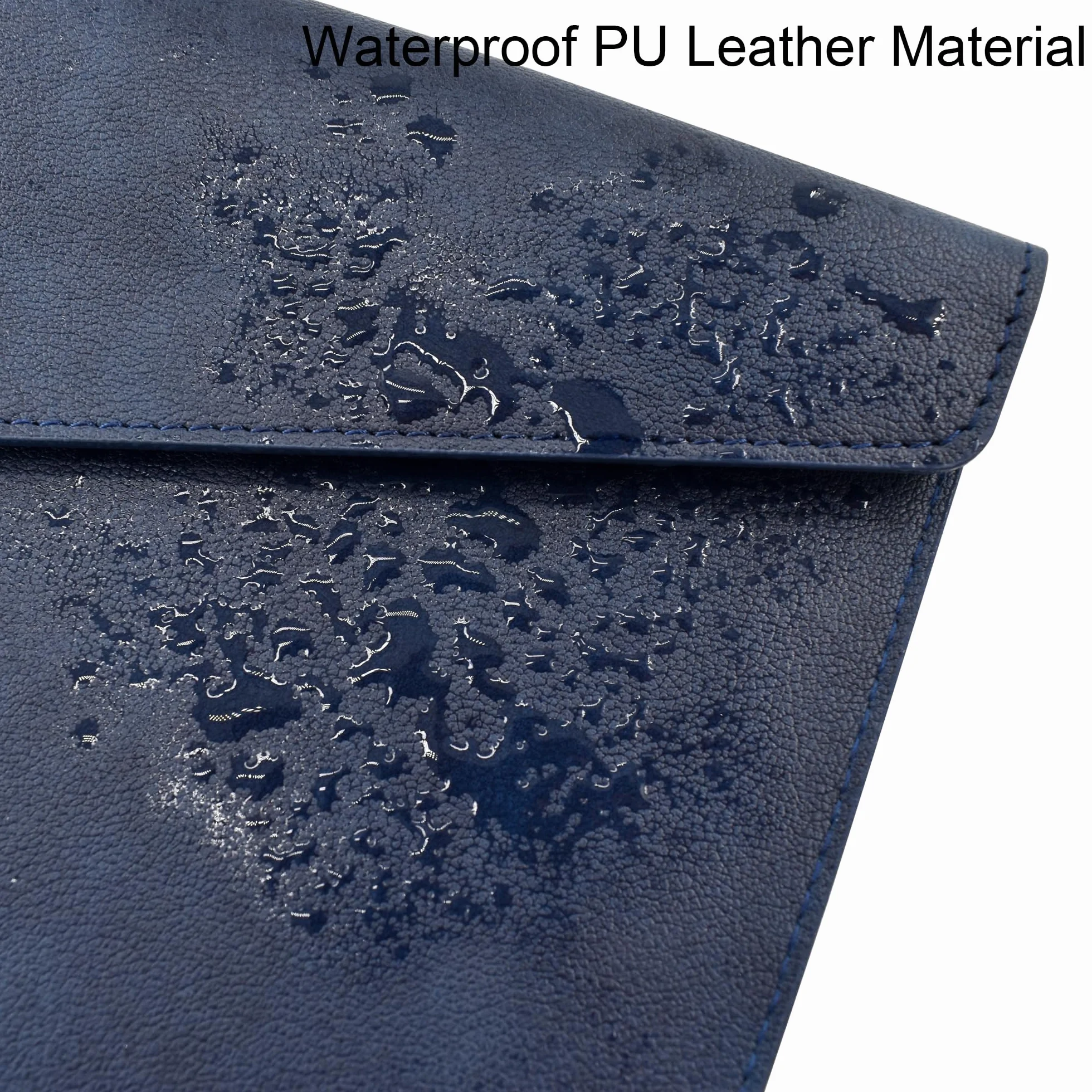 VANRA 1 porte-documents A4 en cuir synthétique imperméable pour format lettre avec fermeture à bouton-pression (bleu marine)