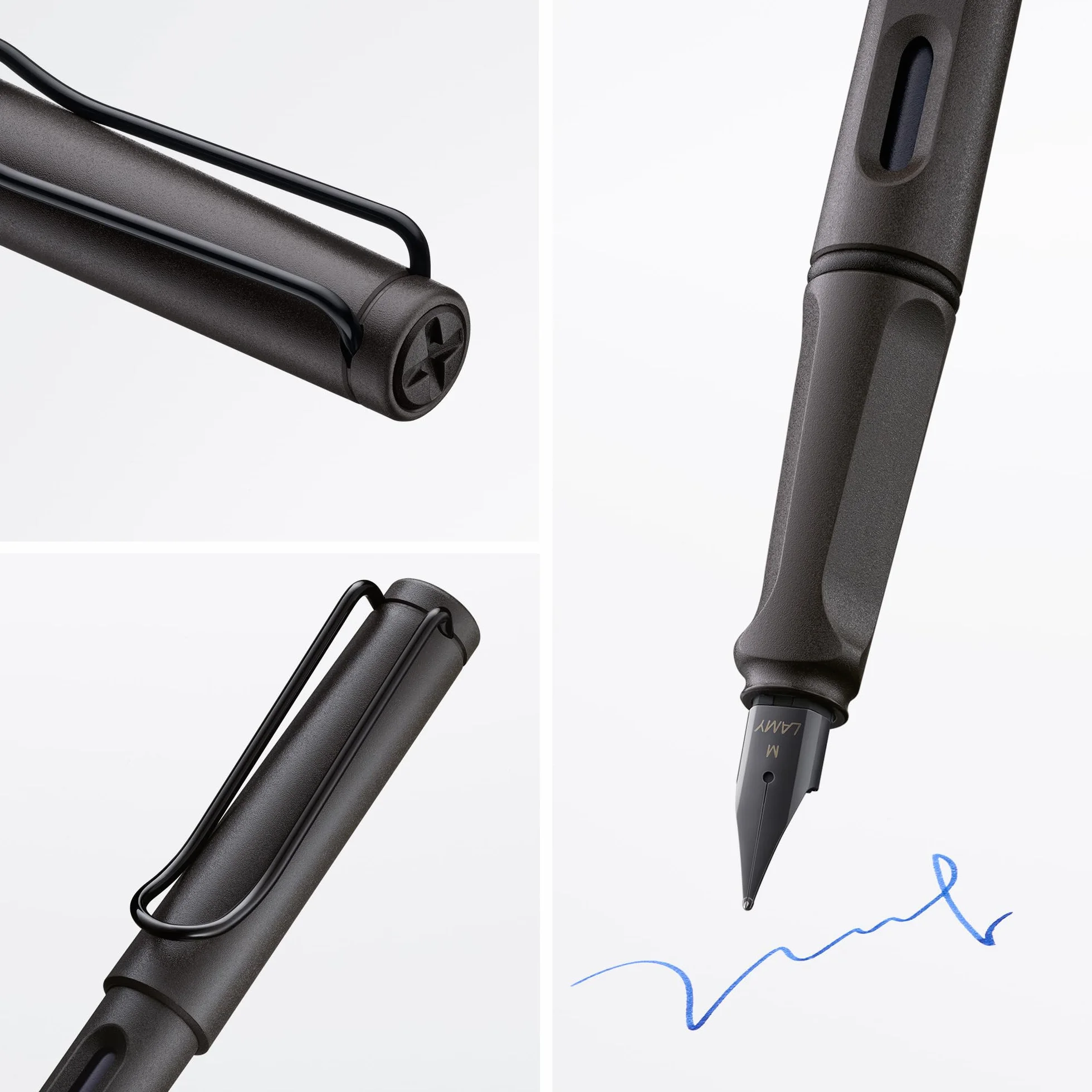 Lamy safari umbra - Stylo Plume avec grip ergonomique et plume acier blacke en taille M - matière plastique robuste ASA - avec cartouche bleue T 10 - Droitier