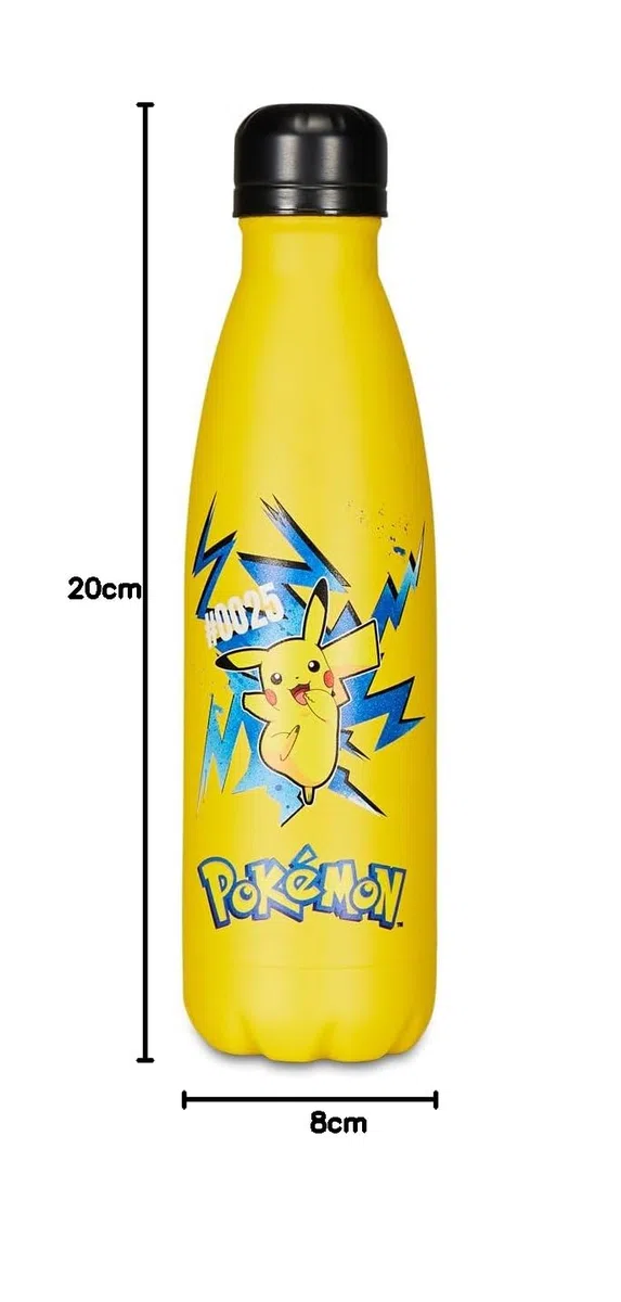 Gourde isotherme POKÉMON – pour enfants avec paille 460 ml sans BPA – asile, école primaire – acier inoxydable, maintien température jusqu'à 24h