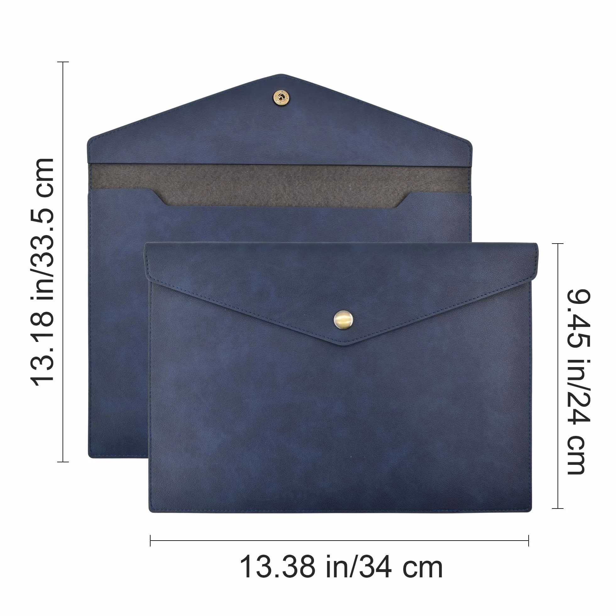 VANRA 1 porte-documents A4 en cuir synthétique imperméable pour format lettre avec fermeture à bouton-pression (bleu marine)