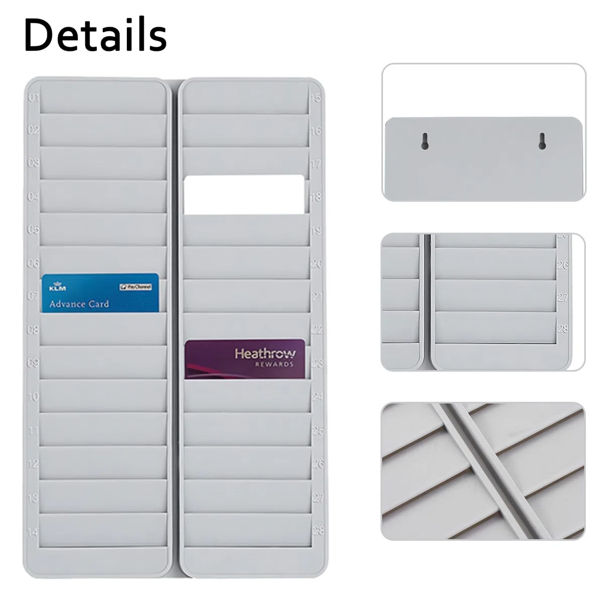 Support Mural pour Cartes De Temps, Support De Stockage De Carte d'Identité, Support Mural pour Cartes d'Employé, 28 Emplacements pour Cartes, porte carte grise, pour Bureau Et Maison