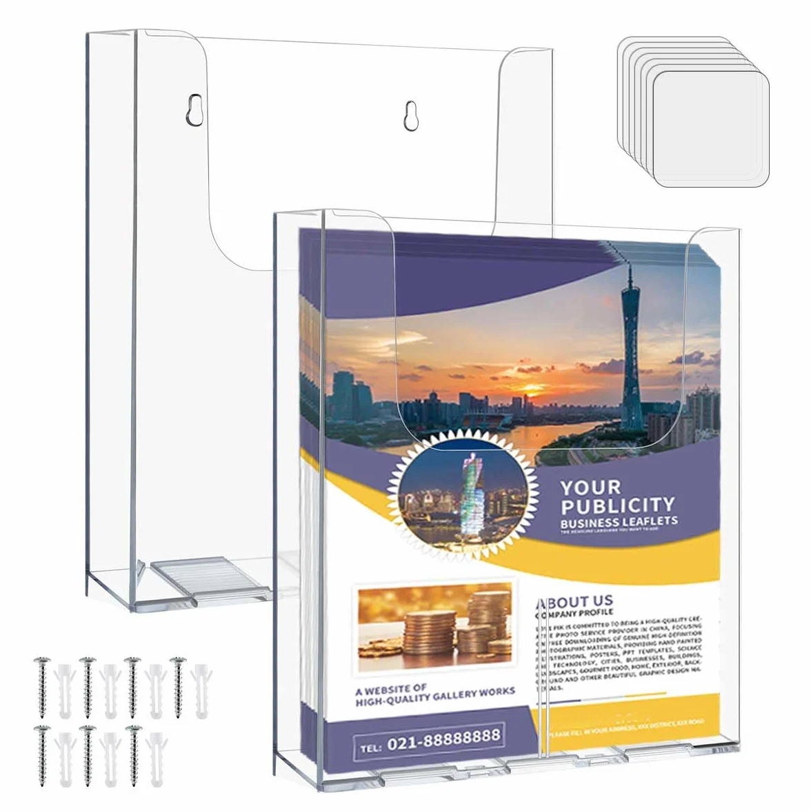 OTYMIOW 2PCS Porte Document Mural A4 Transparent,Présentoir à Brochures Porte Revue Mural Porte Magazine Mural pour Dépliants et Catalogues Magazines et Journaux