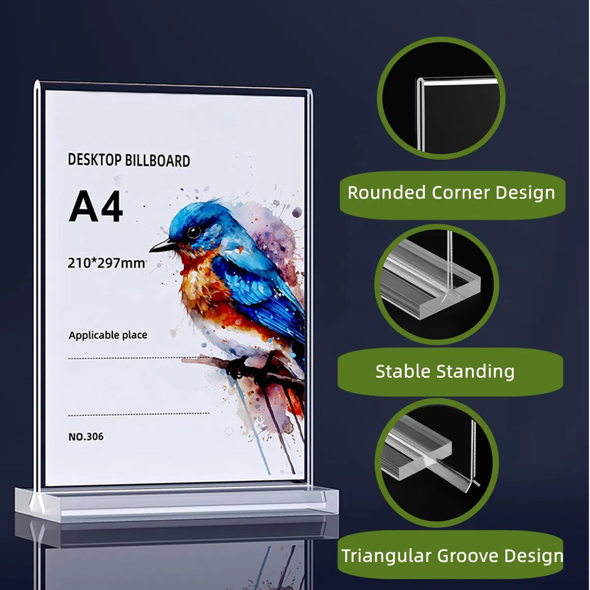 Présentoir de Table A4, Lot de 6 Porte Document en Acrylique – Présentoir de comptoir en T double face pour Menus, Publicité, Photo