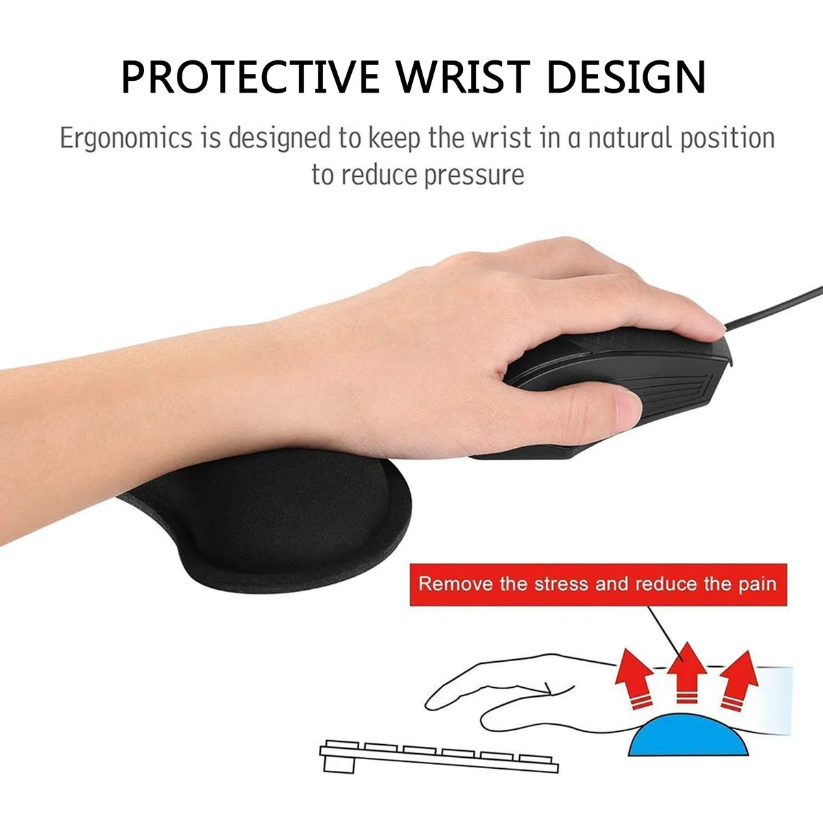 Yizhet Repose-Poignet Ergonomique pour Clavier et Souris en Gel - Kit Anti-dérapant, Confort Optimal pour Travail de Bureau (43x8,5x2cm)