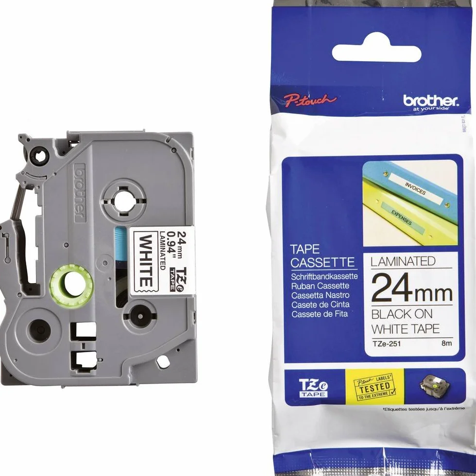 Brother TZE251 Ruban 24 mm Noir/Blanc