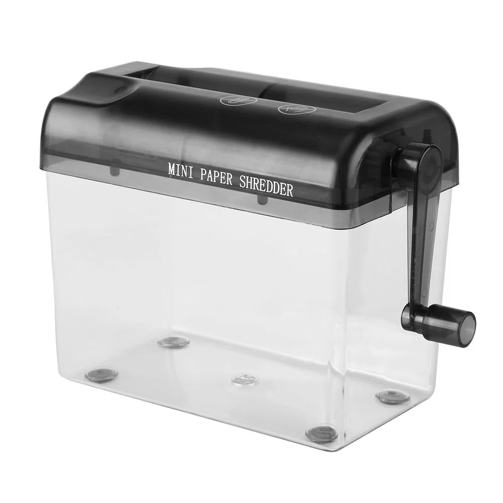 Destructeur Manuel, A6 Shredder Mini Documents Portable Déchiqueteuses Coupe Document Machine Découpe Droite Papeterie Outil pour Bureau école Maison Bureau Lettres Famille factures Gris Transparent