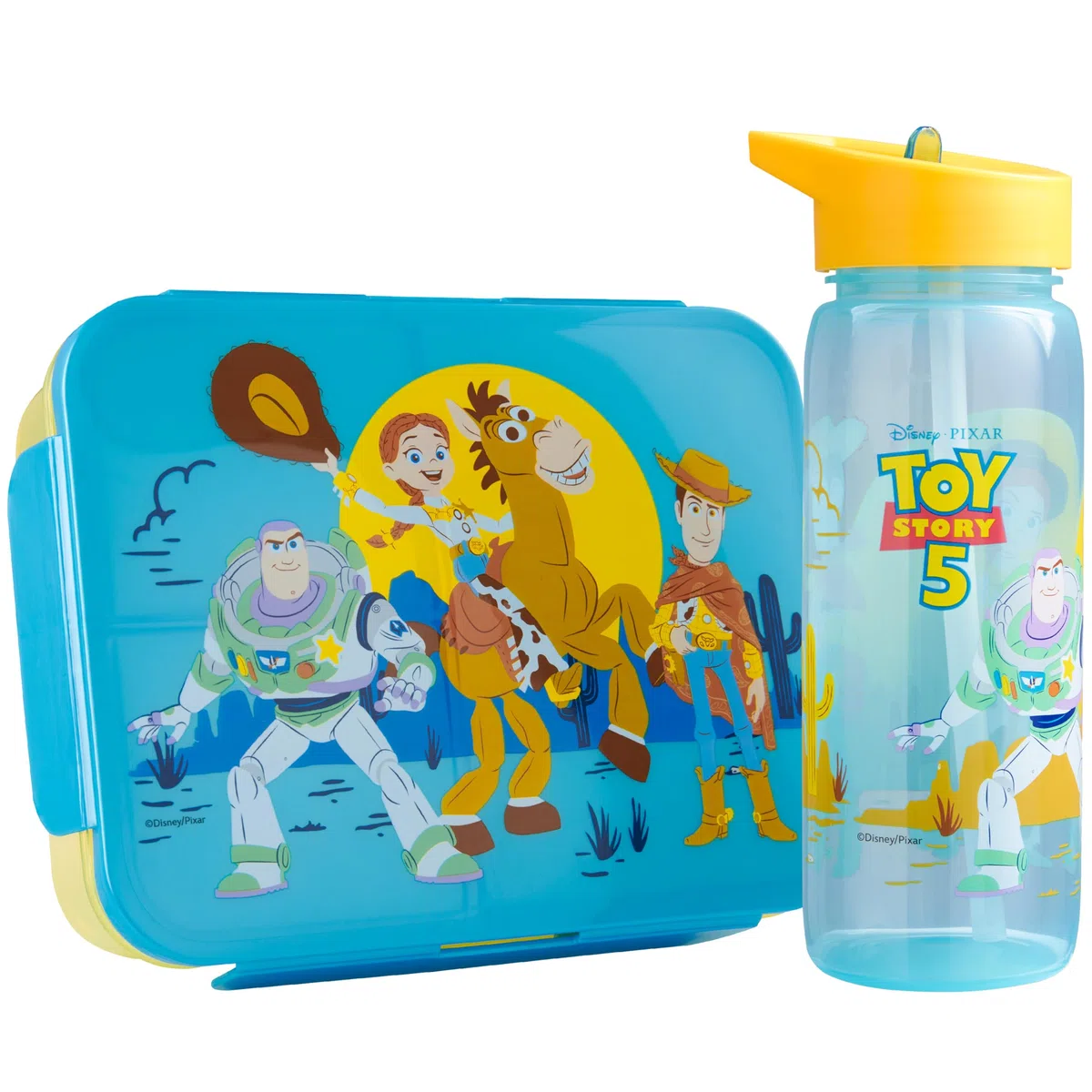 Get Trend Disney Toy Story Set Boite Repas et Gourde Enfant Fille, 1.75 L Bento Lunch Box avec Compartiments et 640 ML Sans BPA Gourde avec Paille, École ou Pique Nique, Cadeau Fille (Multi Spongebob)