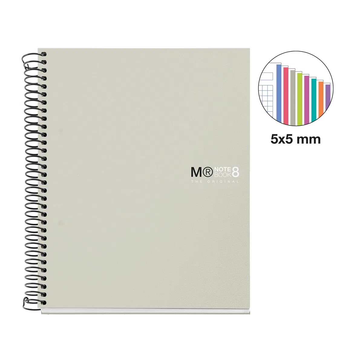 Miquelrius - Lot 3 cahiers A5 quadrillés, Notebook The Original, 8 bandes de couleur, Couverture en polypropylène, 2 perforations pour le classement, 200 Pages de 70 g/m², Petits carreaux