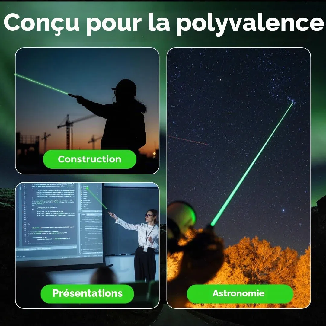 Power Pointer 3000 Lampe-torche avec projection de motif d’étoiles réglable – Lampe-torche avec embout en forme d’étoile intégré