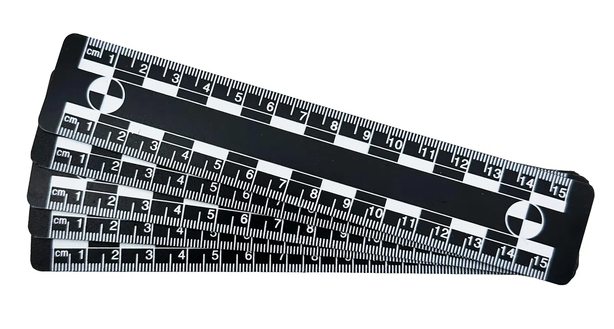 Evidence Balance magnétique en PVC (15 cm), règles de photographie évidentielle, fournitures médico-légales, scène de crime, lot de 5 (noir)