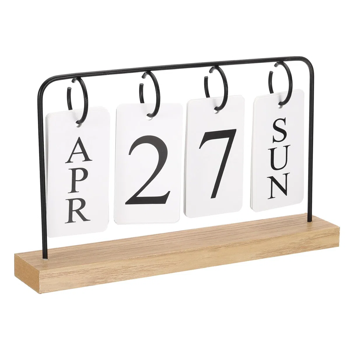 PATIKIL Calendrier Perpétuel Vintage Bois, Calendrier Bascule Bois Tournant Page Mois Date Affichage pour Bureau Maison Chambre Ornementation, Noir