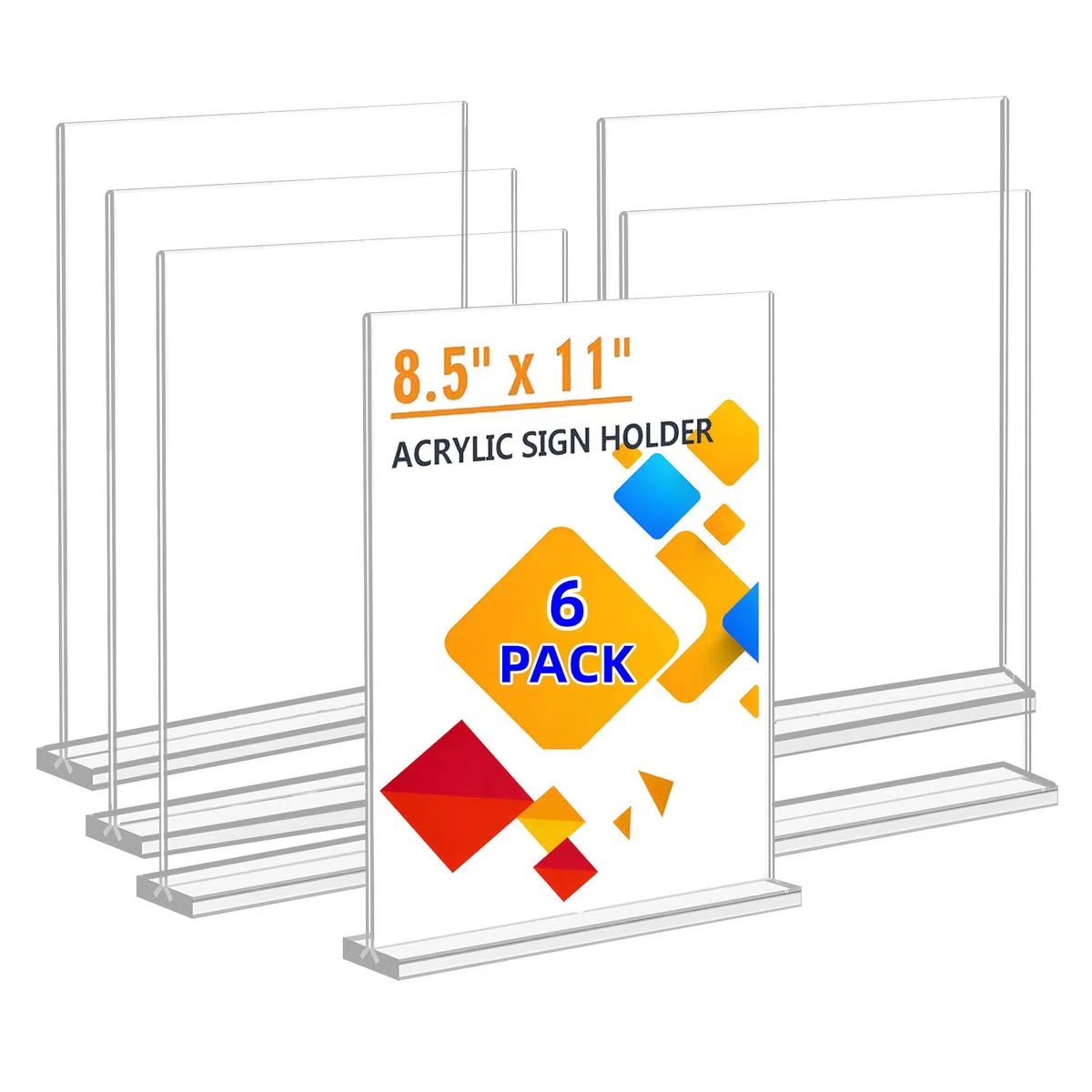 Présentoir de Table A4, Lot de 6 Porte Document en Acrylique – Présentoir de comptoir en T double face pour Menus, Publicité, Photo