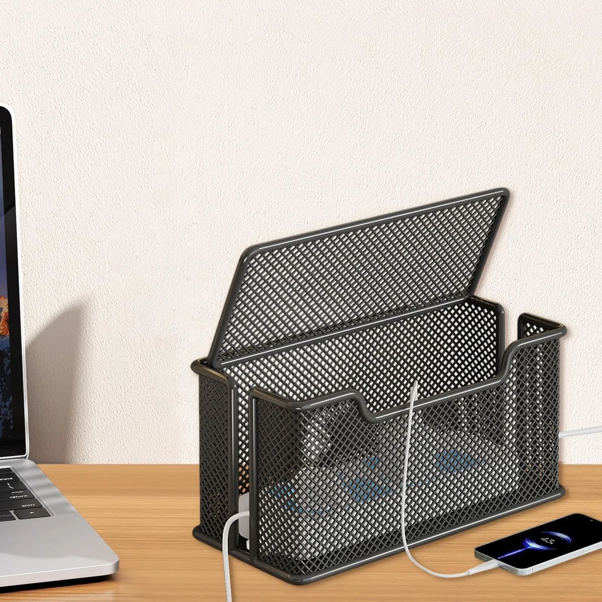 Boîte anti-cernes de fil, panier de câble de table, rangement des rallonges, facile à utiliser, peut être utilisé longtemps, pas facile à casser, 32 cm pour la maison