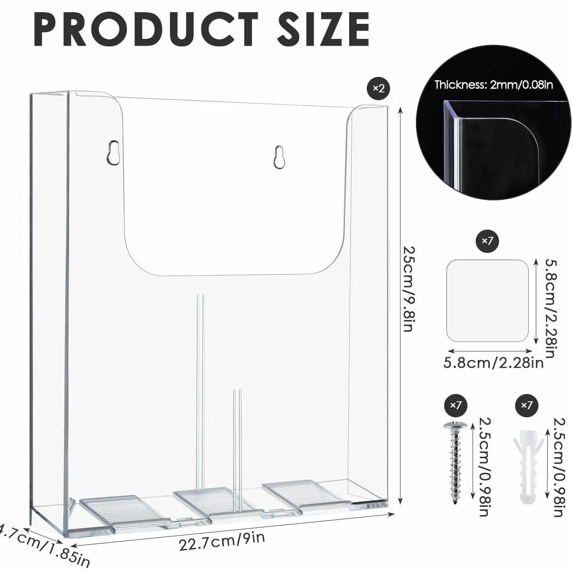 OTYMIOW 2PCS Porte Document Mural A4 Transparent,Présentoir à Brochures Porte Revue Mural Porte Magazine Mural pour Dépliants et Catalogues Magazines et Journaux