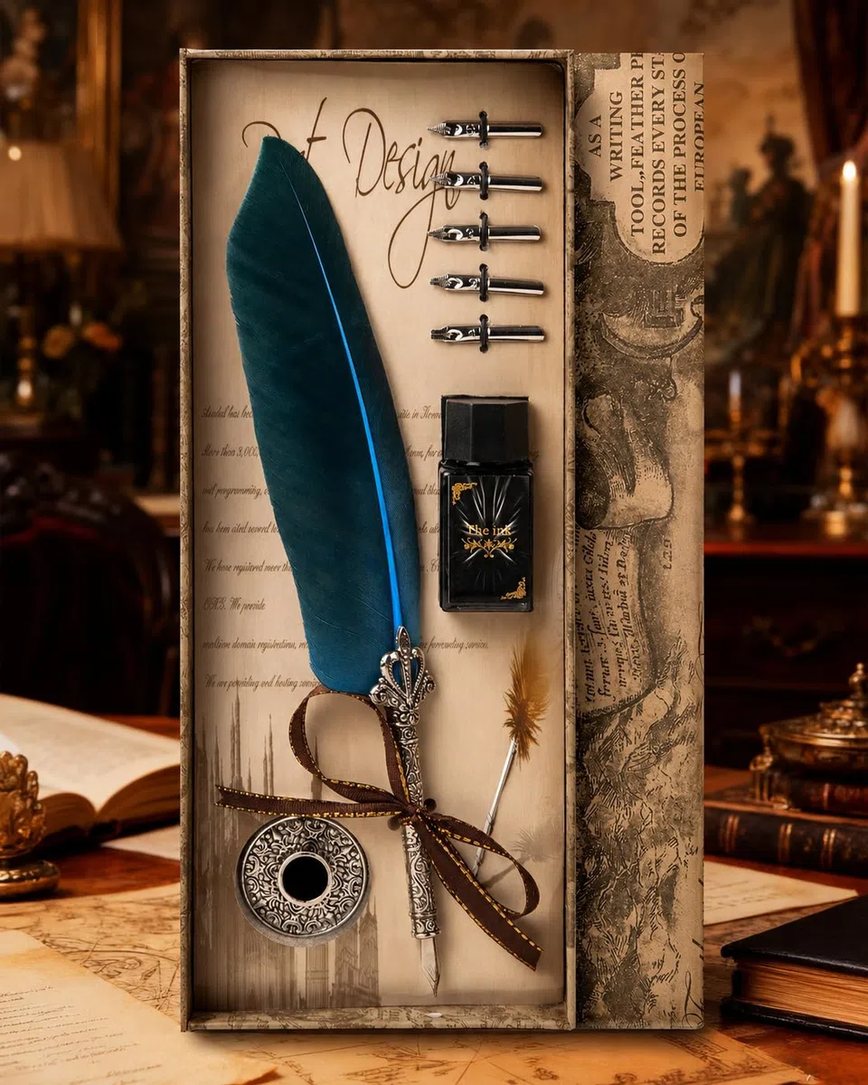 VABNEER Stylo Dip à Plume Ecriture avec Plume pour Utilisation Personnelle, Cadeau Exécutif et Décoration de Bureau Antique (avec de l'encre)