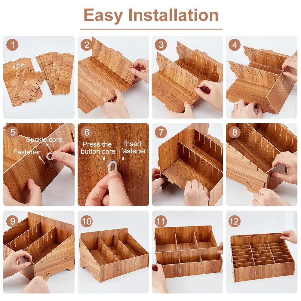 BENECREAT Boîte de Rangement en Bois pour Téléphone Portable à 24 grille, Organisateur de Bureau pour Boîte de Rangement de Gestion de Téléphone Portable pour Fournitures de Bureau et Scolaires