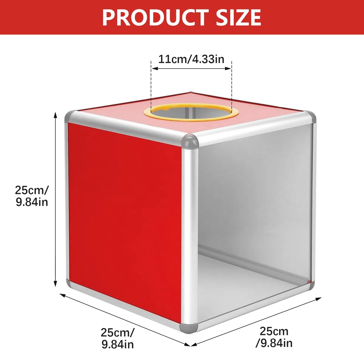 Boîte de Loterie Transparente, 25cm Donation Urne Alliage Transparent, pour Tombola, Boîte Jeu Balle Tombola, Porte Billets, Rangements Cubique pour Collecte Fonds