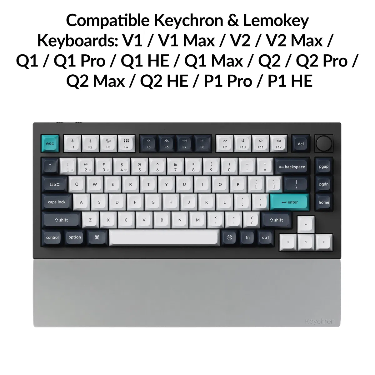 Keychron Repose-poignet en silicone pour V1 / V2 / Q2 / Q9 / Q1 Pro / Q2 Pro – Gris