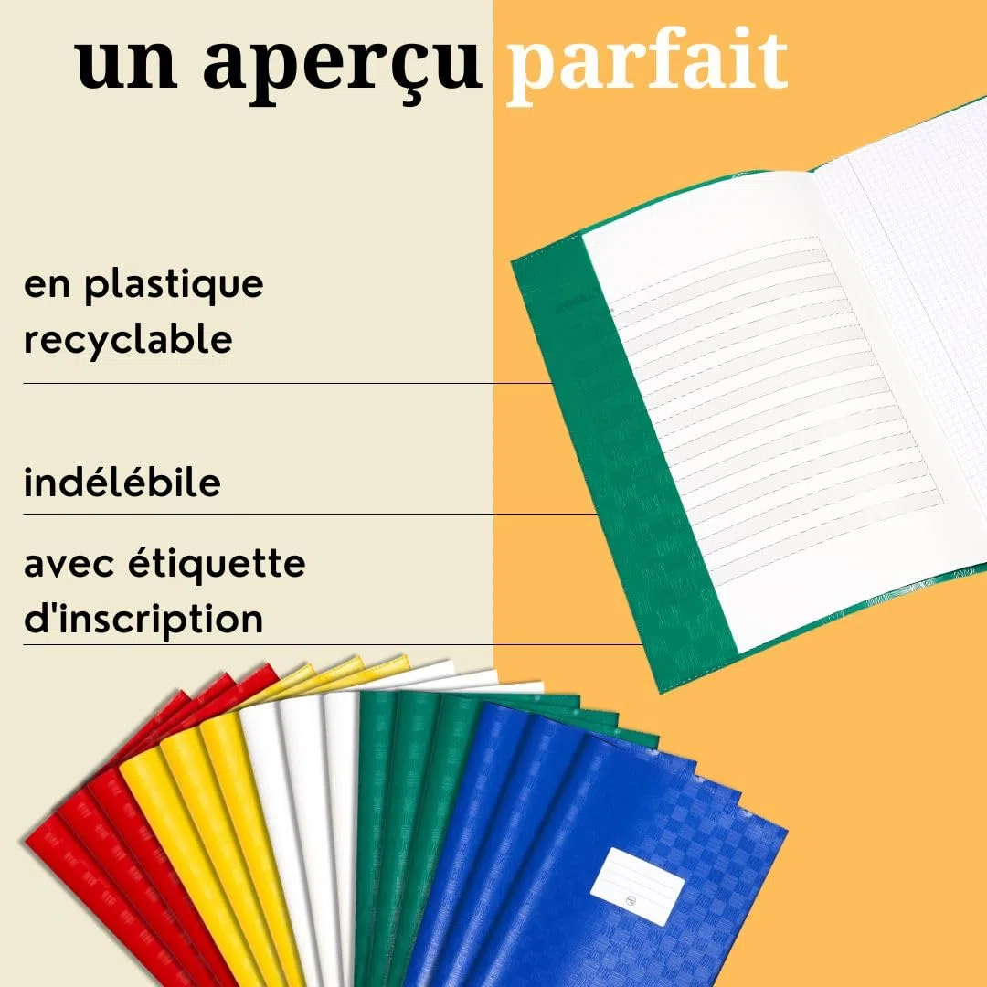 perfect line • 25 protège cahier 21x29.7 DIN-A4, raphia de couleur, PP recyclable, protege cahier 21x29.7, Fabriqué dans l'UE