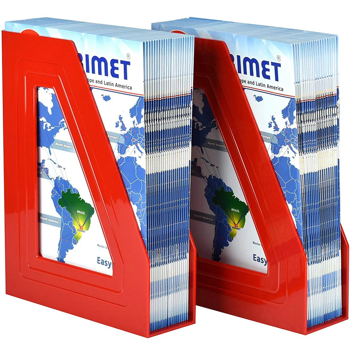 Acrimet Porte-Revues, Support Durable, Organisateur pour Dossiers pour Bureau (Plastique) (Couleur Rouge) (Lot de 2)