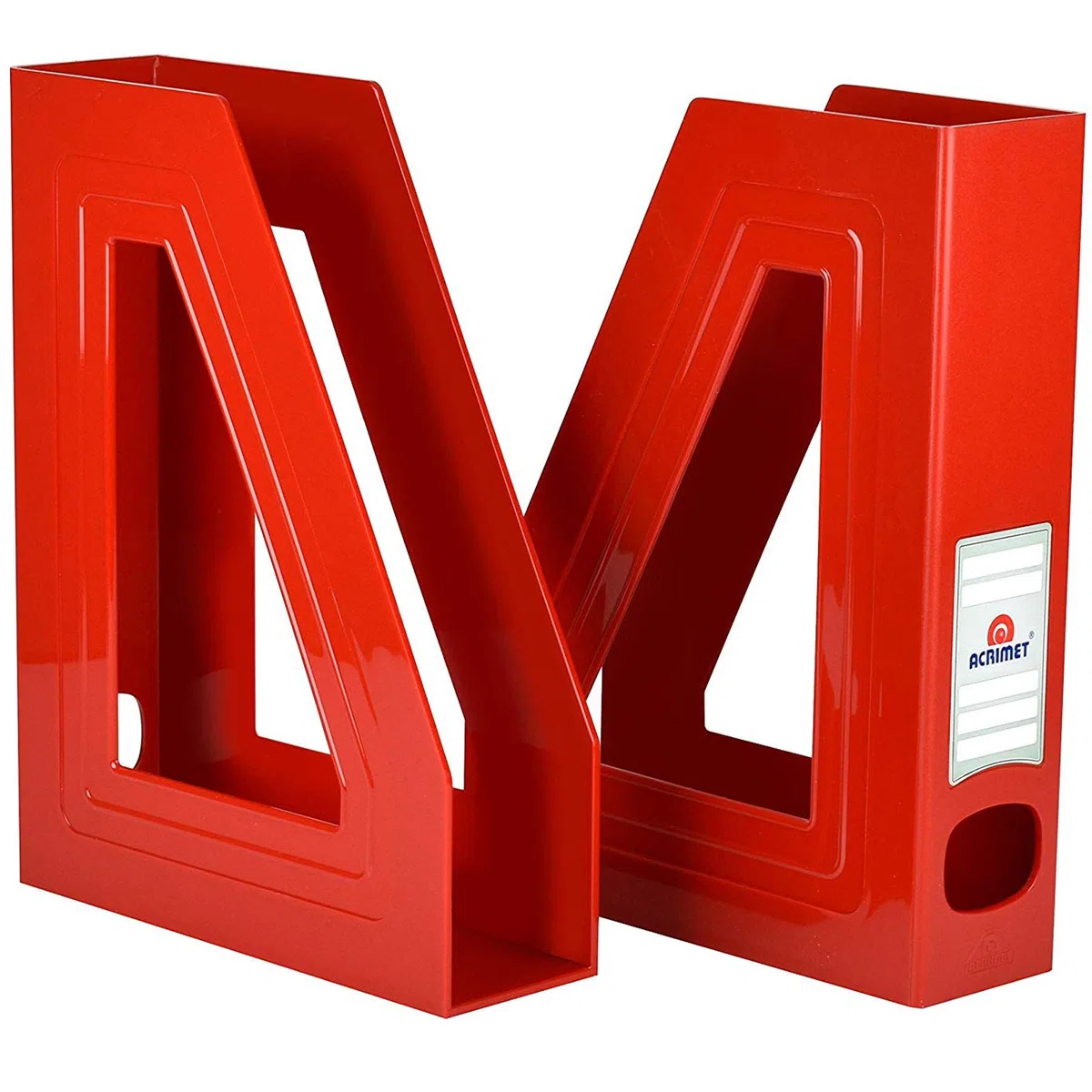 Acrimet Porte-Revues, Support Durable, Organisateur pour Dossiers pour Bureau (Plastique) (Couleur Rouge) (Lot de 2)