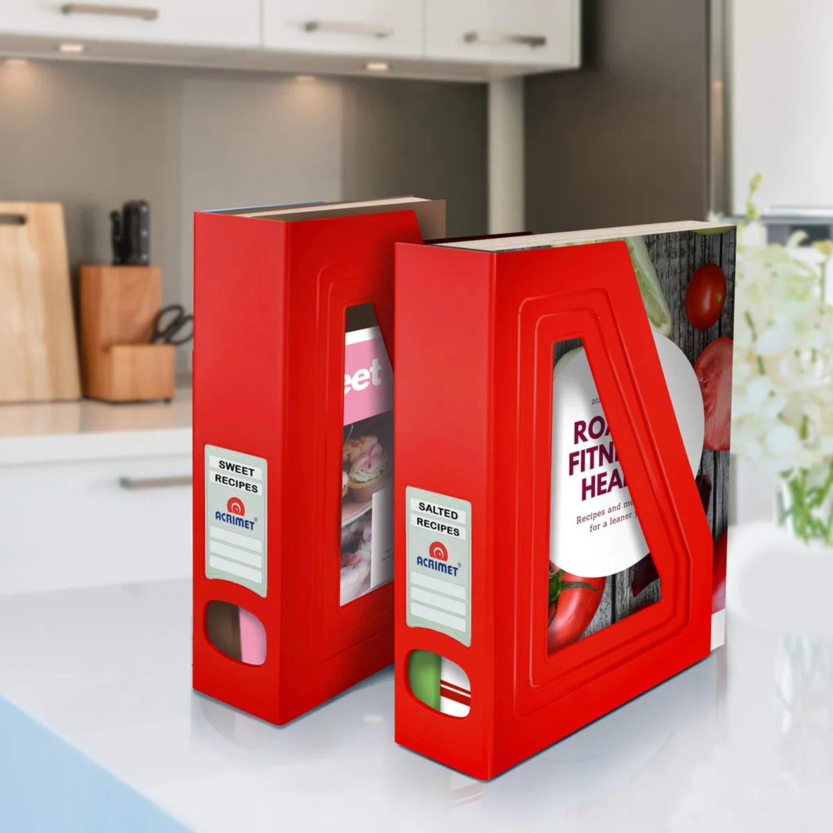 Acrimet Porte-Revues, Support Durable, Organisateur pour Dossiers pour Bureau (Plastique) (Couleur Rouge) (Lot de 2)