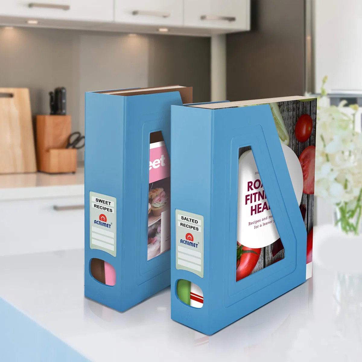 Acrimet Porte-Revues, Support Durable, Organisateur pour Dossiers pour Bureau (Plastique) (Couleur Bleu) (Lot de 2)