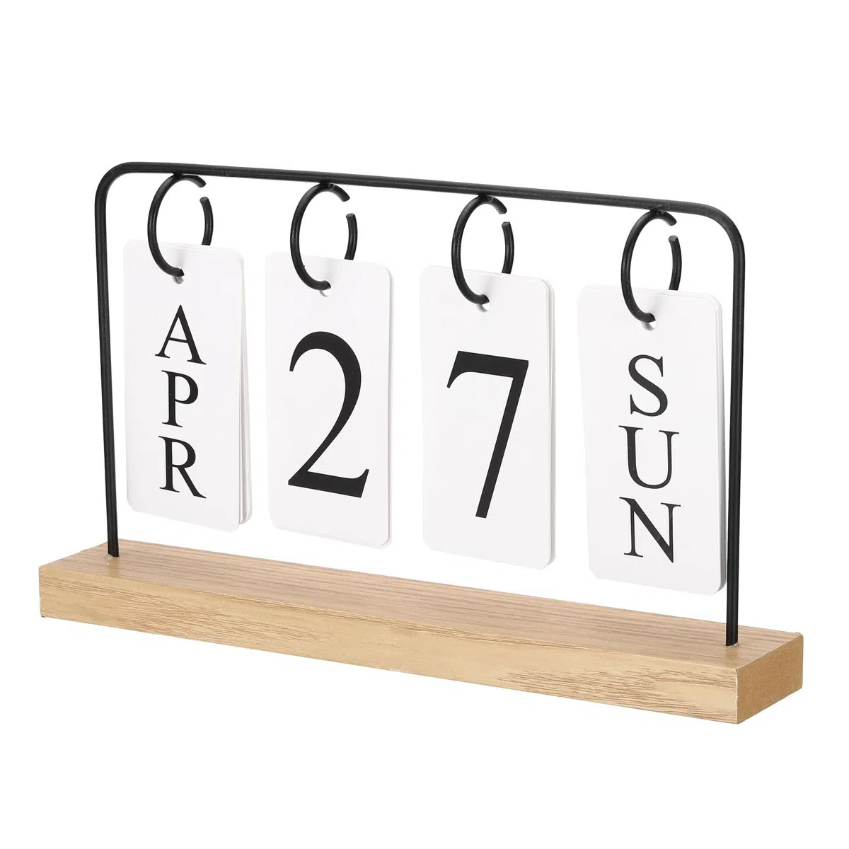PATIKIL Calendrier Perpétuel Vintage Bois, Calendrier Bascule Bois Tournant Page Mois Date Affichage pour Bureau Maison Chambre Ornementation, Noir