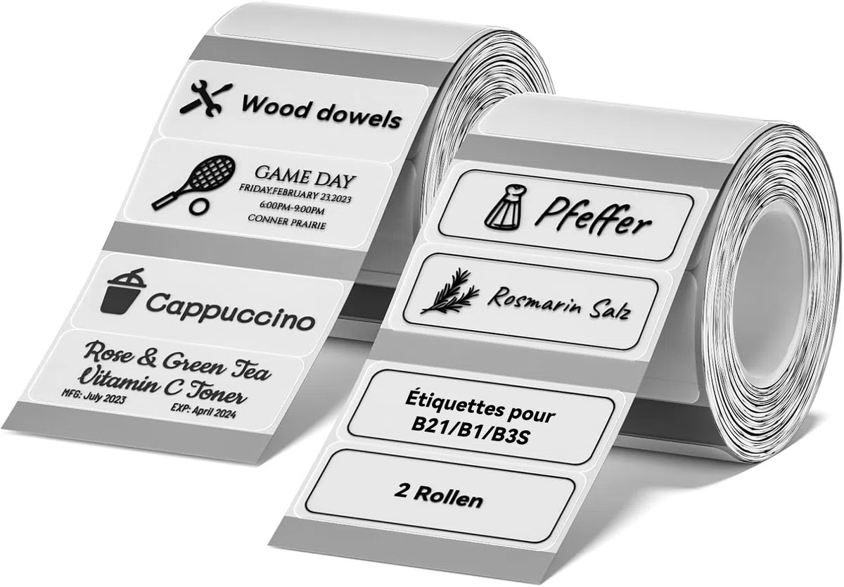 NIIMBOT 2 Rouleaux Étiquettes Autocollantes Imperméables (40x15mmx2) pour B1/B21/B3S (Clair)