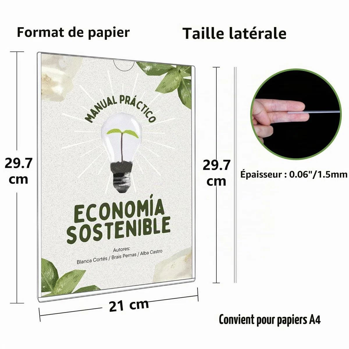 Lot de 5 supports muraux magnétiques A4 Protections rigides avec bandes adhésives et magnétiques Support mural en plastique pour bureau, magasin, maison, fenêtre