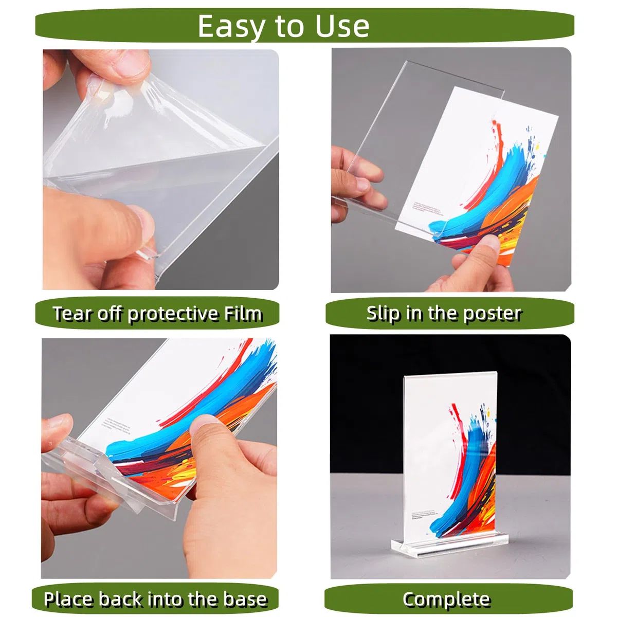 Présentoir de Table A4, Lot de 6 Porte Document en Acrylique – Présentoir de comptoir en T double face pour Menus, Publicité, Photo