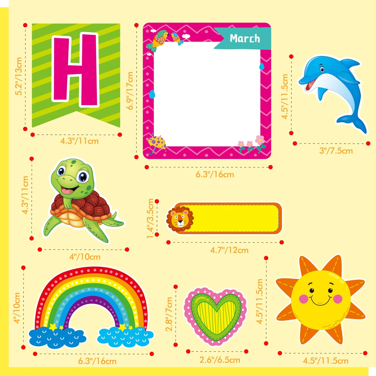 Ensemble de Tableau d'Affichage d'anniversaire de 122 PCS, Banderole d'anniversaire/Cards de Mois/Nom Décoration Fleurs, Étoiles, Découpes d'animaux Marins Fournitures de Fête