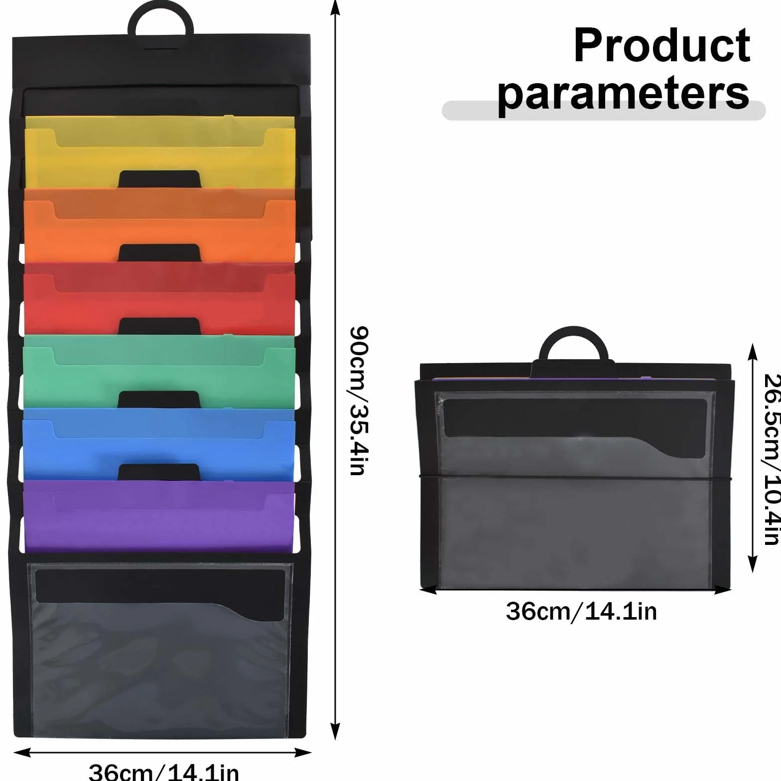 Colexy Mural Organisateur de Fichiers à Suspendre, Trieur Mural Porte Revue A4 Présentoir, Pliable en Plastique Dossiers Suspendus Poche 6 Emplacements, pour Dossiers Scrapbook Papiers Organisation