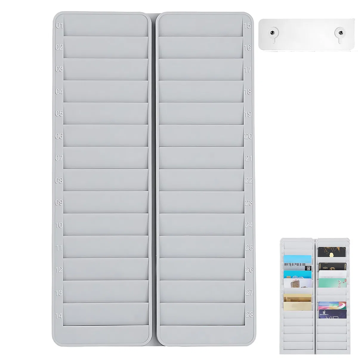 Support Mural pour Cartes De Temps, Support De Stockage De Carte d'Identité, Support Mural pour Cartes d'Employé, 28 Emplacements pour Cartes, porte carte grise, pour Bureau Et Maison