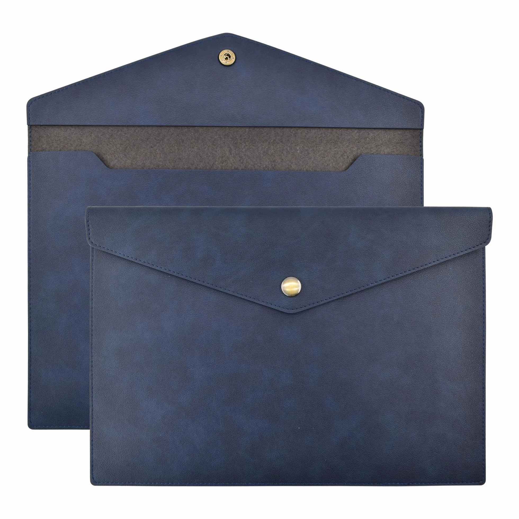 VANRA 1 porte-documents A4 en cuir synthétique imperméable pour format lettre avec fermeture à bouton-pression (bleu marine)