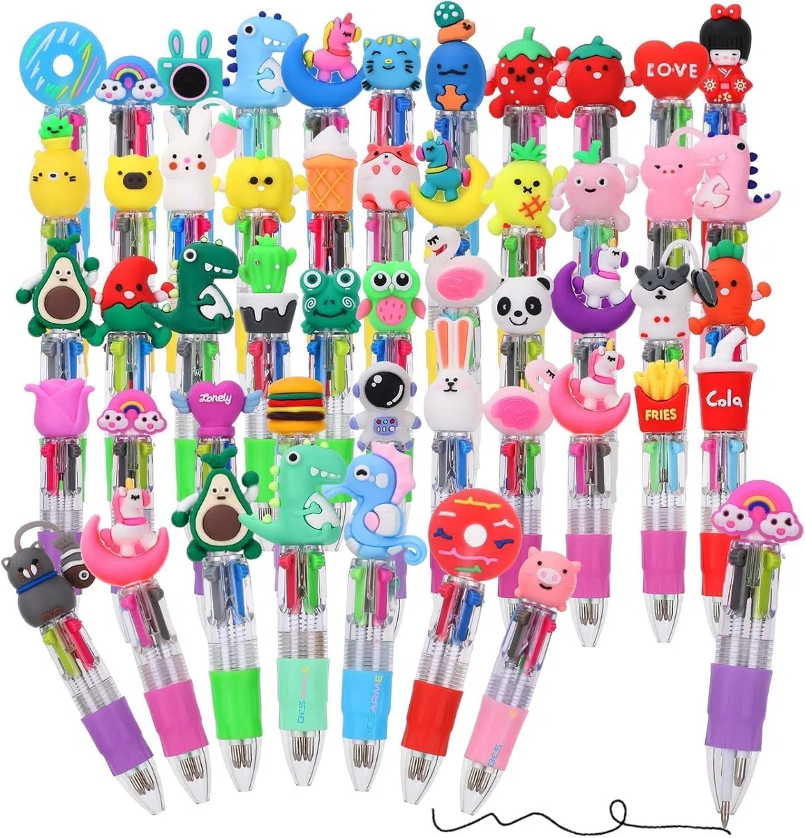 Yoosso 48 Pièces Stylo 4 en 1 Rétractable avec Motif Cartoon, Idéal comme Petits Cadeaux pour Fête, Cadeaux pour Invités, Fournitures Scolaires pour Étudiants, Cadeau de Remise de Diplôme