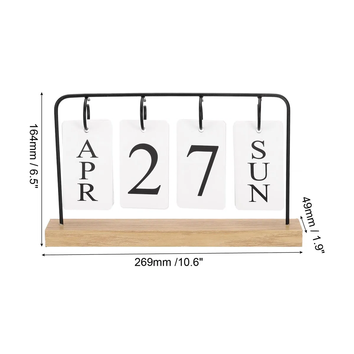 PATIKIL Calendrier Perpétuel Vintage Bois, Calendrier Bascule Bois Tournant Page Mois Date Affichage pour Bureau Maison Chambre Ornementation, Noir