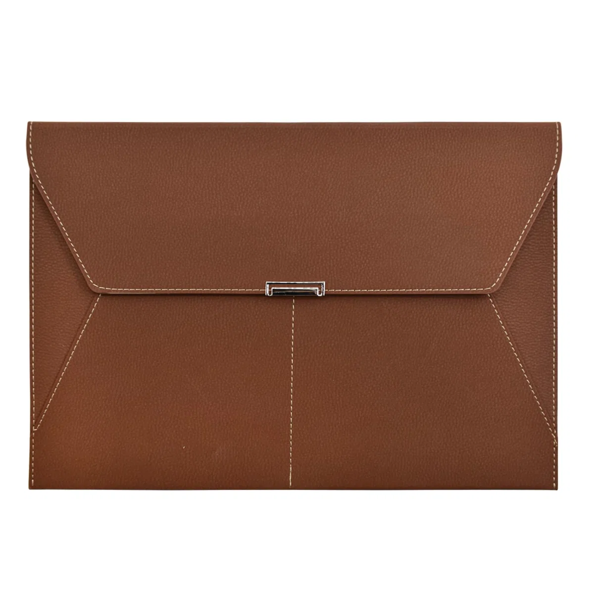 VANRA Porte-documents en cuir imperméable avec 3 poches, enveloppes de classement pour papier format A4 avec fermeture magnétique à bouton-pression (marron)