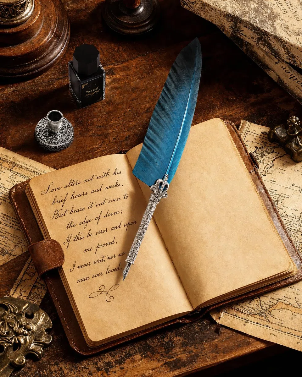 VABNEER Stylo Dip à Plume Ecriture avec Plume pour Utilisation Personnelle, Cadeau Exécutif et Décoration de Bureau Antique (avec de l'encre)
