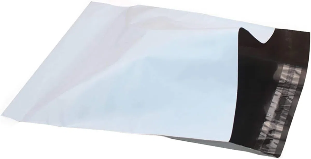 Lot de 100 pièces Sacs d'expédition plastique Enveloppes postales Couleur blanc + noir (25 * 35cm)