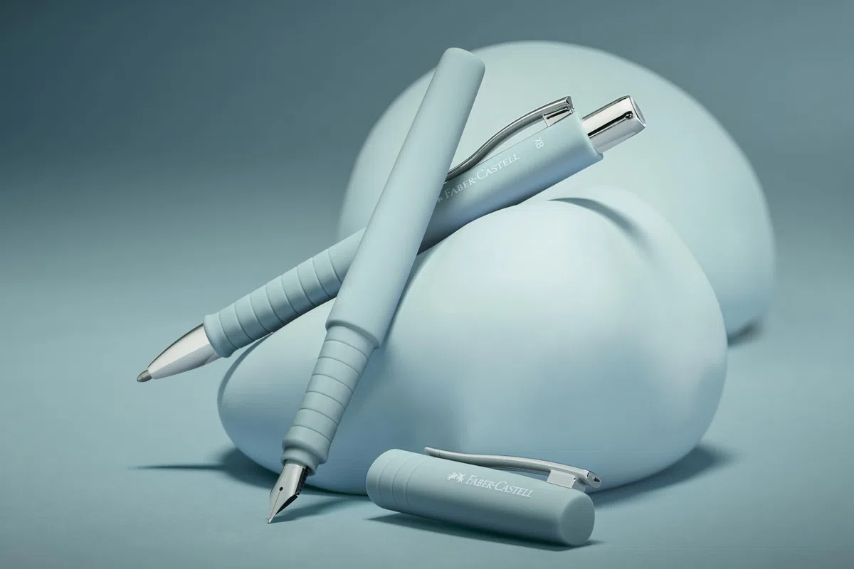 Faber-Castell 241053 Ensemble d'écriture Poly Pen bleu caribéen, Stylo-plume avec plume large et stylo-bille, Prise ergonomique, Idéal pour prise de notes, Pour étudiants, Écriture fluide