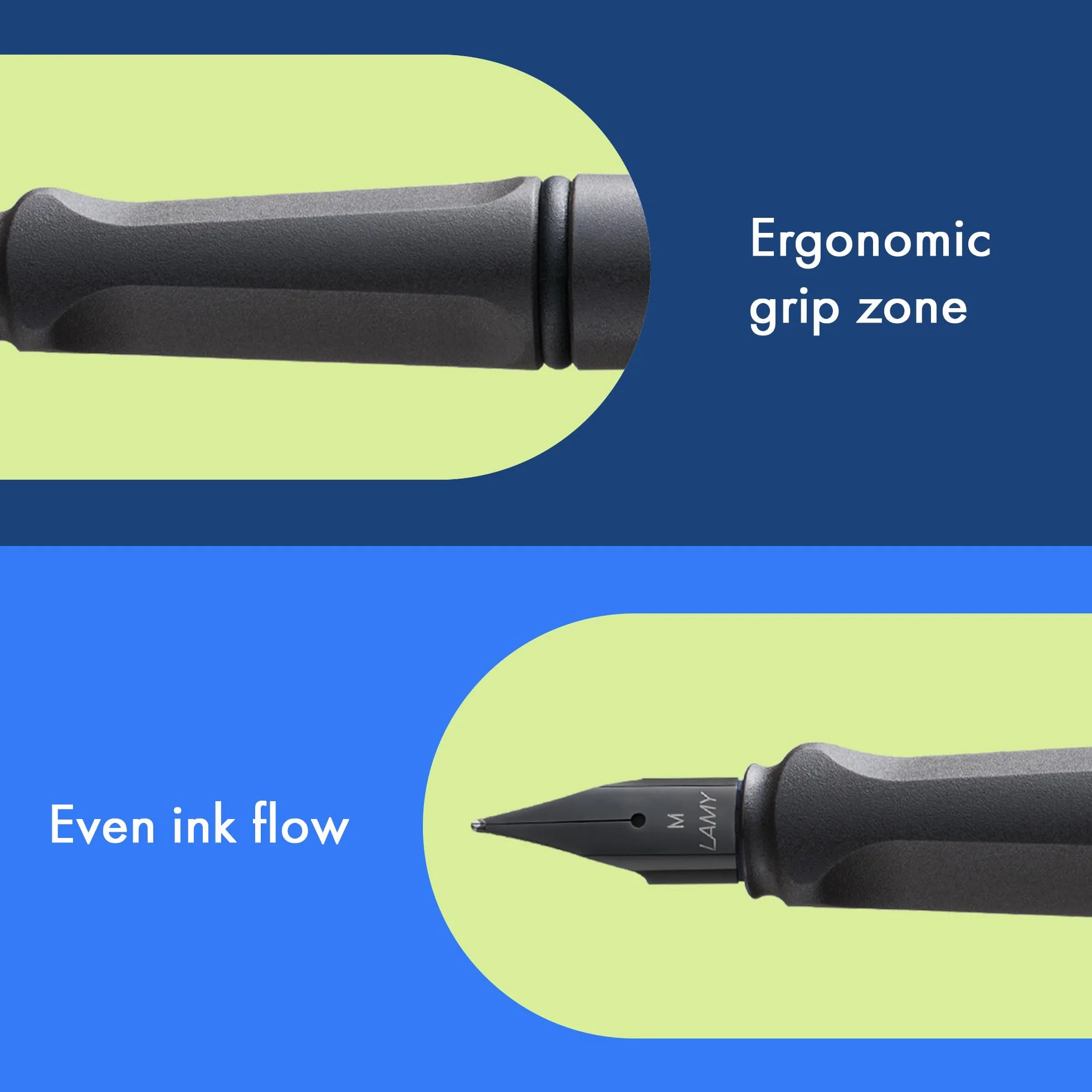 Lamy safari umbra - Stylo Plume avec grip ergonomique et plume acier blacke en taille M - matière plastique robuste ASA - avec cartouche bleue T 10 - Droitier