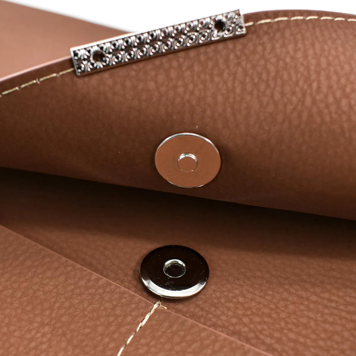 VANRA Porte-documents en cuir imperméable avec 3 poches, enveloppes de classement pour papier format A4 avec fermeture magnétique à bouton-pression (marron)
