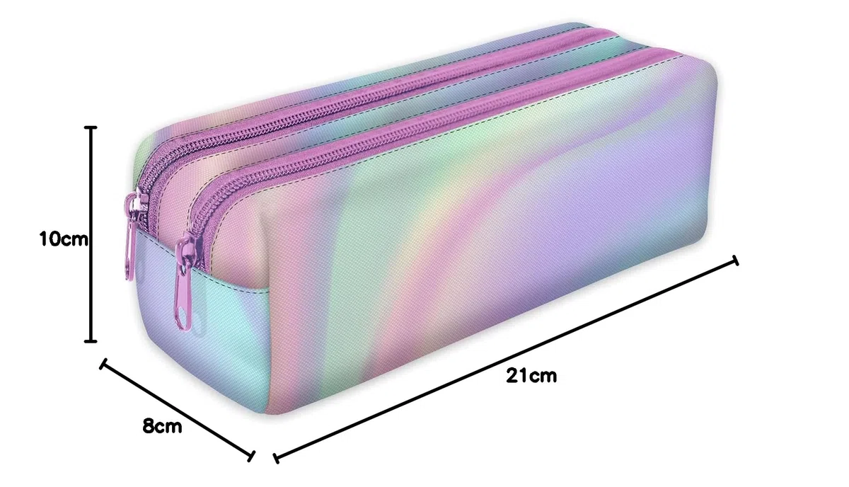 Trousse Scolaire 2 Compartiments Sac a Crayon Trousse de Toilette Trousse Plumier Organisateur Arc-en-Ciel d'essence [107]