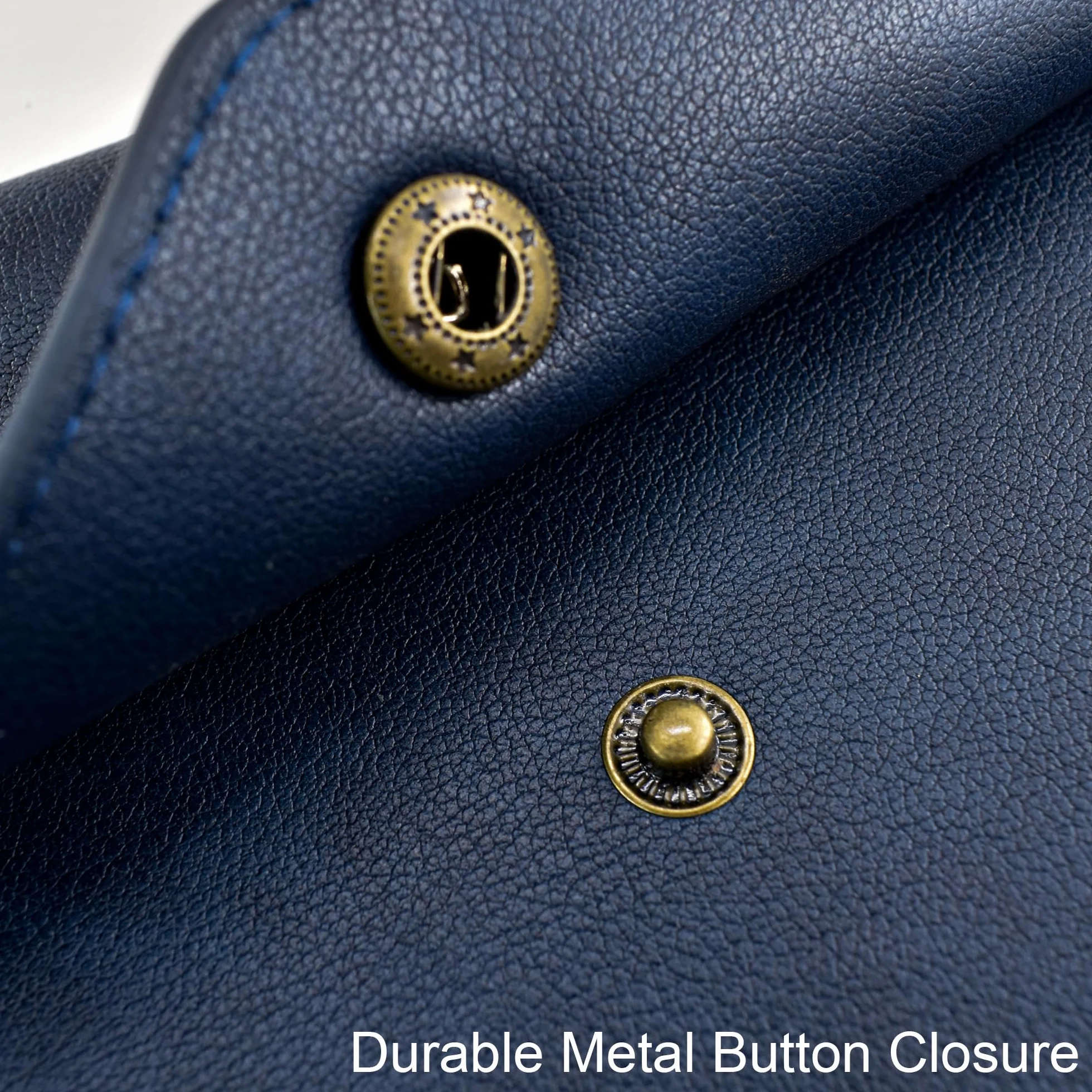 VANRA 1 porte-documents A4 en cuir synthétique imperméable pour format lettre avec fermeture à bouton-pression (bleu marine)