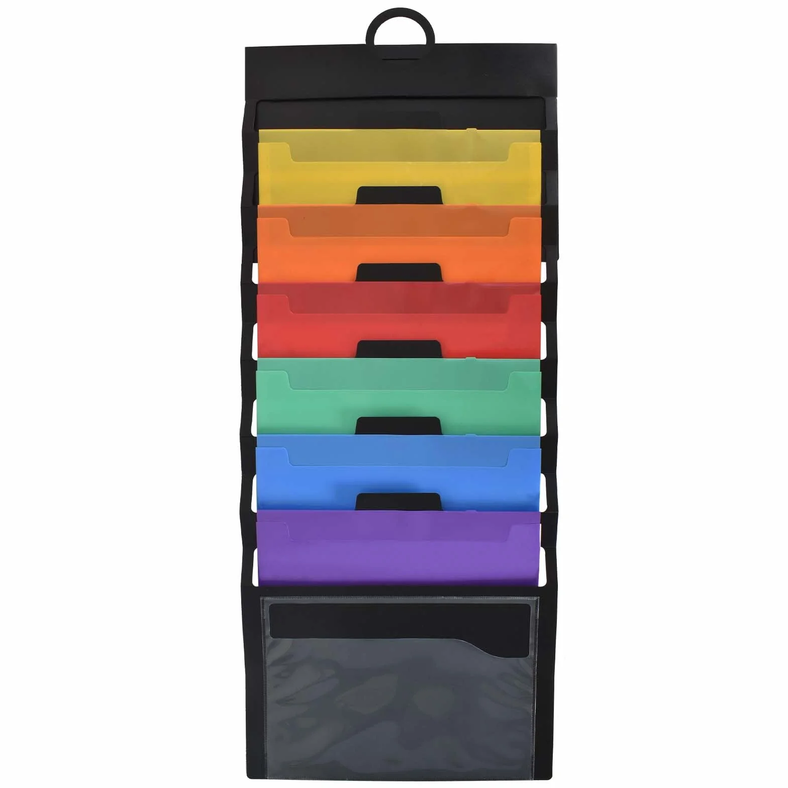 Colexy Mural Organisateur de Fichiers à Suspendre, Trieur Mural Porte Revue A4 Présentoir, Pliable en Plastique Dossiers Suspendus Poche 6 Emplacements, pour Dossiers Scrapbook Papiers Organisation