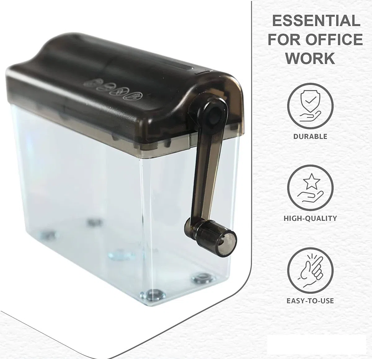 Destructeur Manuel, A6 Shredder Mini Documents Portable Déchiqueteuses Coupe Document Machine Découpe Droite Papeterie Outil pour Bureau école Maison Bureau Lettres Famille factures Gris Transparent