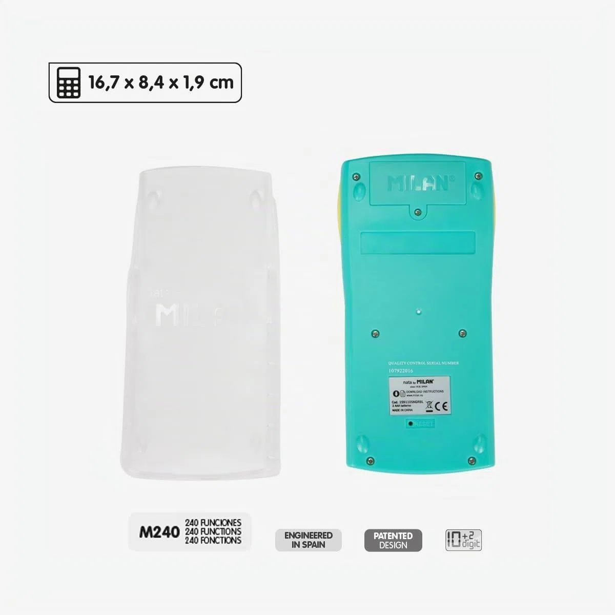 Blister calculatrice scientifique 240 fonctions, Sunset lilas-turquoise