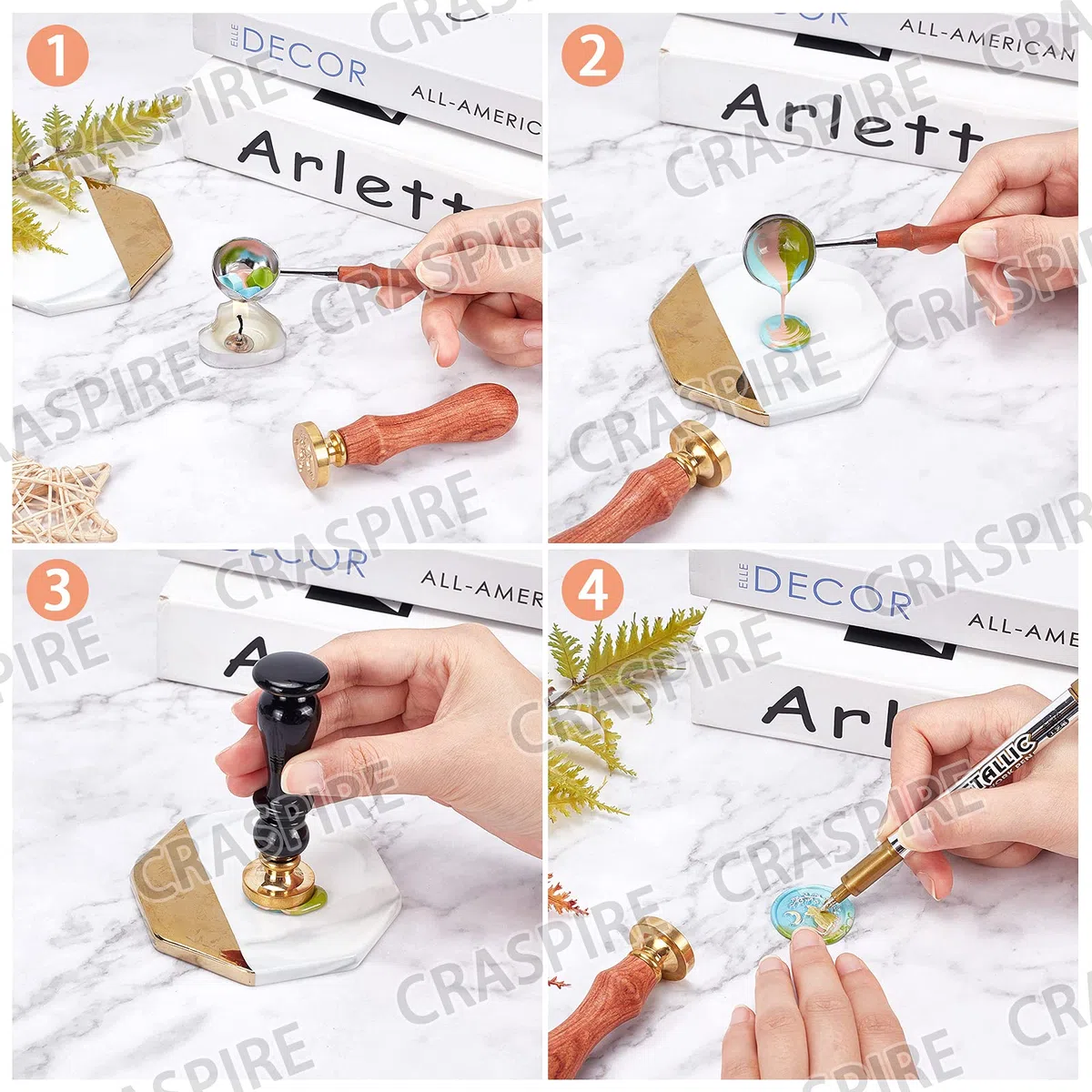 craspire Magic Book Wax Seal Stamp Sword Sealing Wax Stamps Stars 30mm/1.18inch Amovible Brass Head Sealing Stamp with Wooden Handle for Invitations Cards Gift Wrap