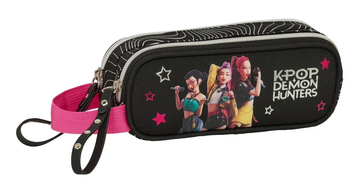 K-Pop Demon Hunters - Energy - Trousse Double pour Enfant, idéale pour Les Enfants d'âge Scolaire, Confortable et Polyvalente, résistance, 21 x 6 x 8 cm